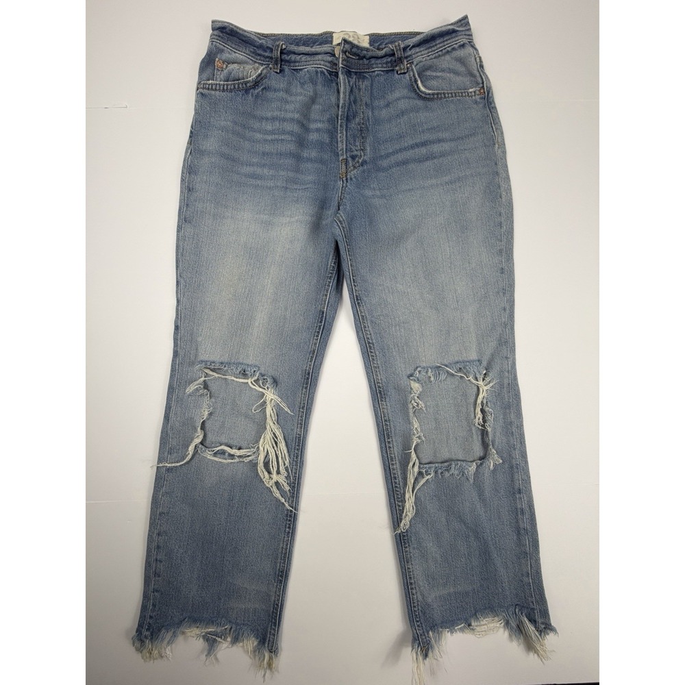 We The Free Free People Distressed Cropped Jeans Womens 28 Raw Hem